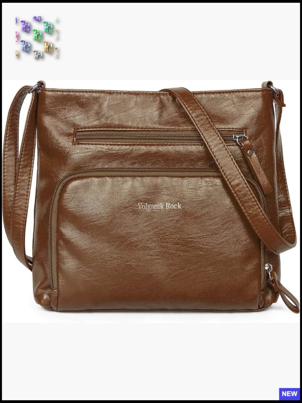 Vegan Leather Crossbody Purse Medium Retro Satchel Lightweight Travel Bag